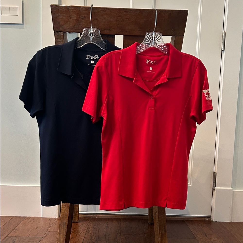 Golf Polo Tops TWO Red and Blue Fairway & Greene CVS Charity Classic LIKE NEW